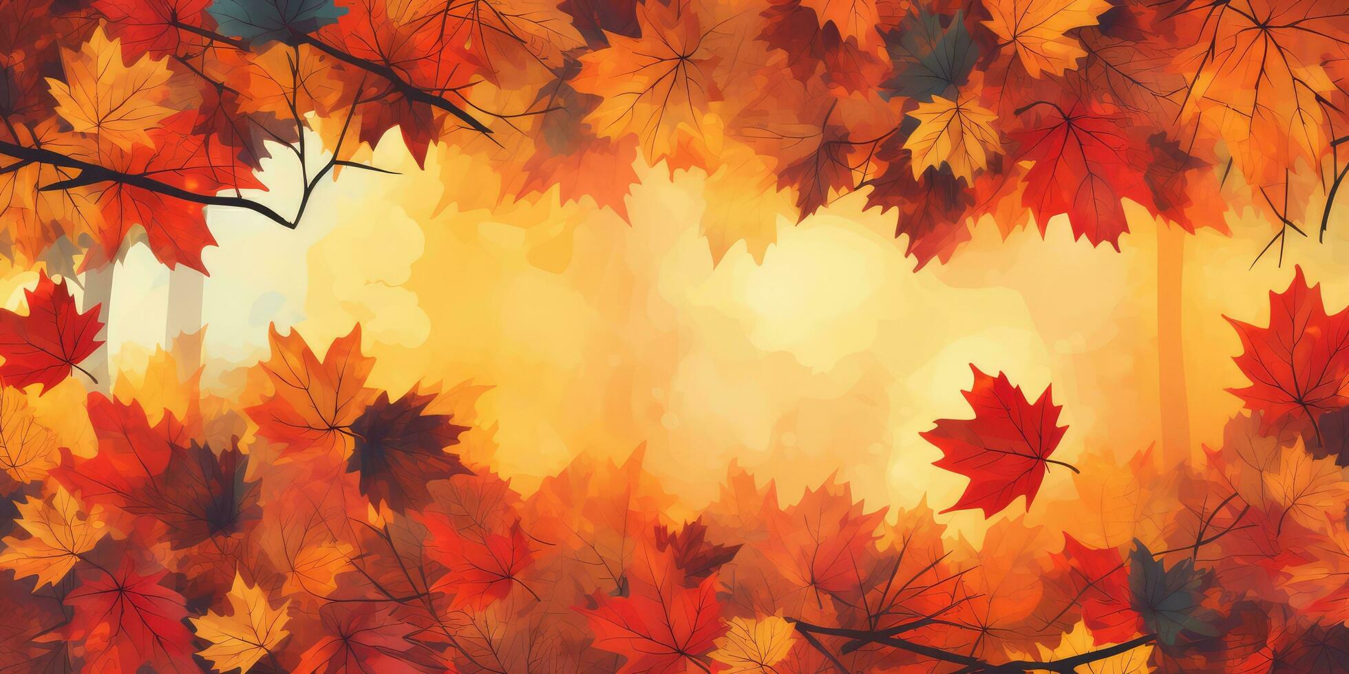 Fall Leaf Background Banner in Christmas day , Copyspace ,Generative AI. photo