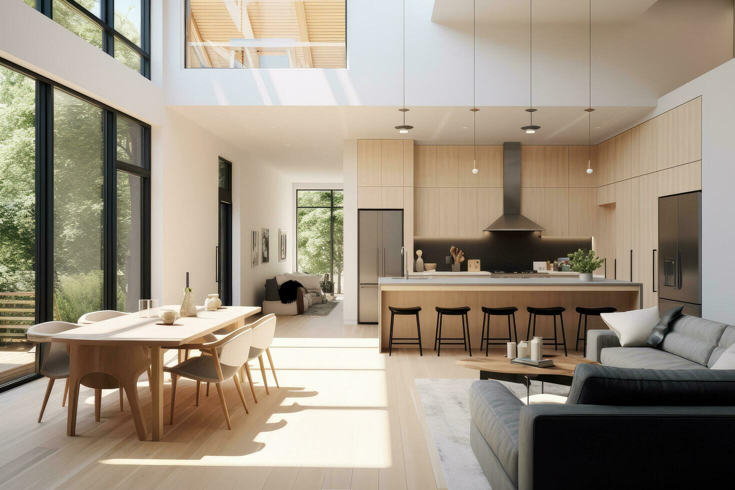 Modern minimalist home interior design,Generative AI. photo