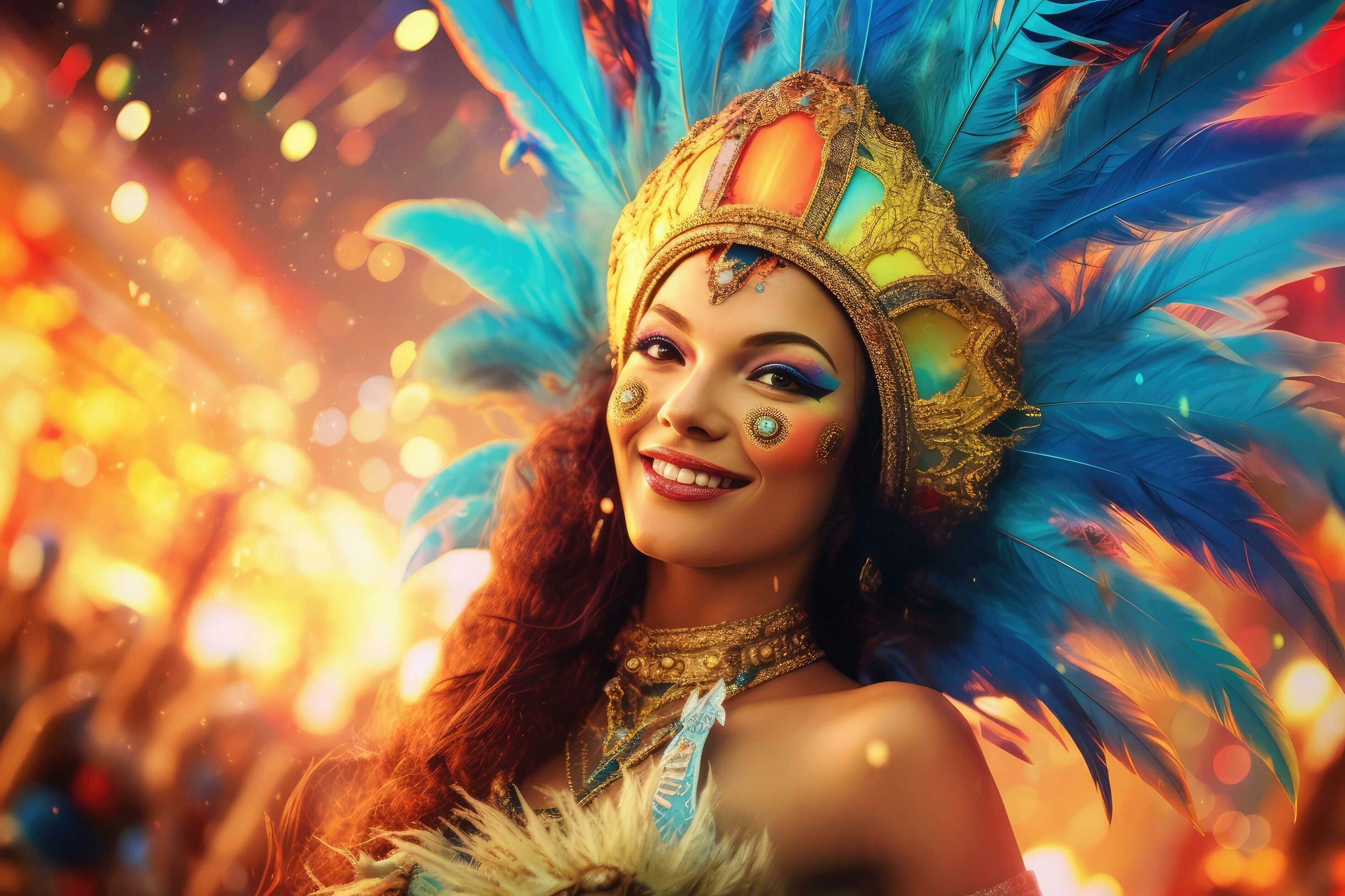 AI generated Women having fun at carnival. generative ai 36474141