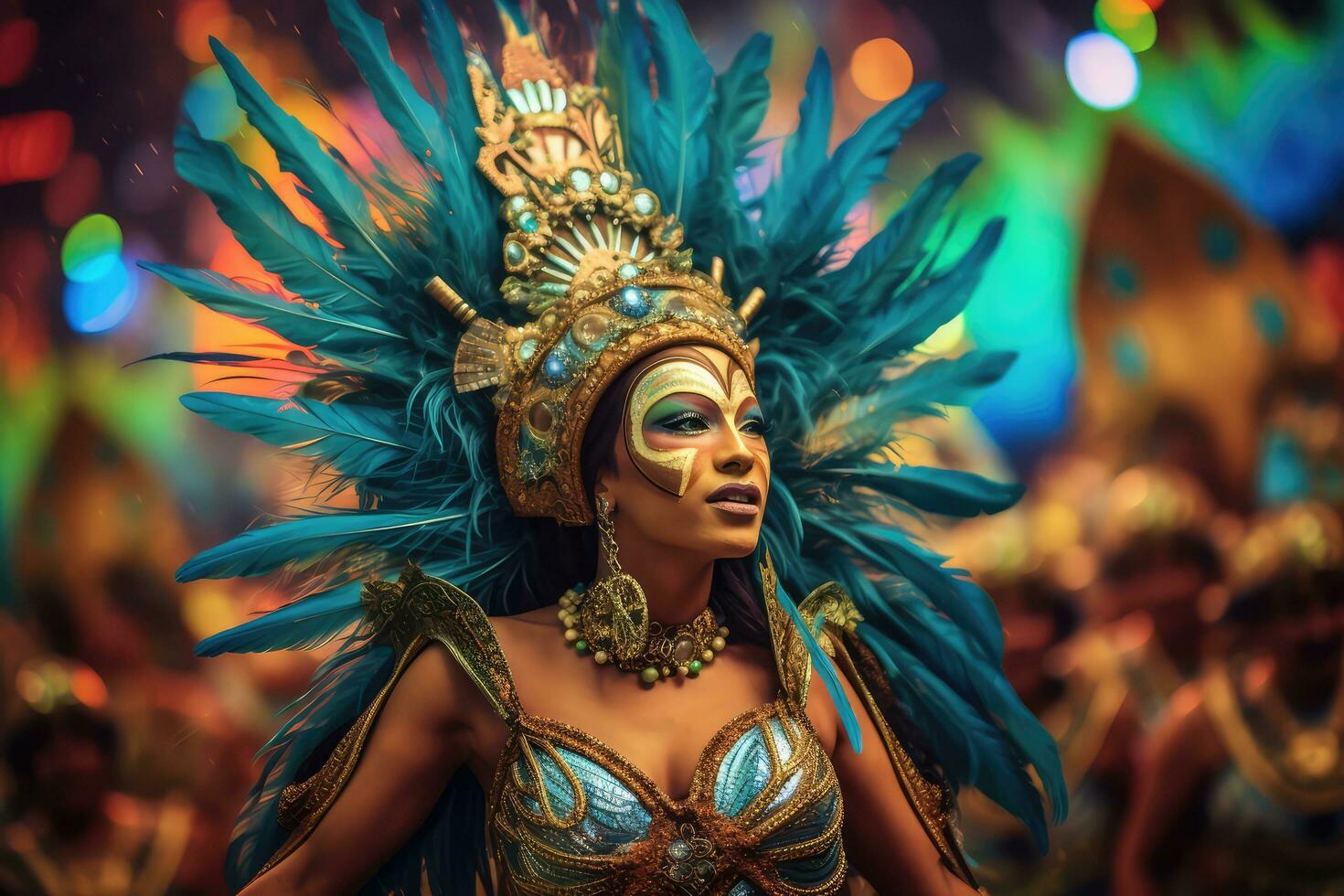 Woman celebrate carnival. Brazilian Carnival ,Generative AI photo