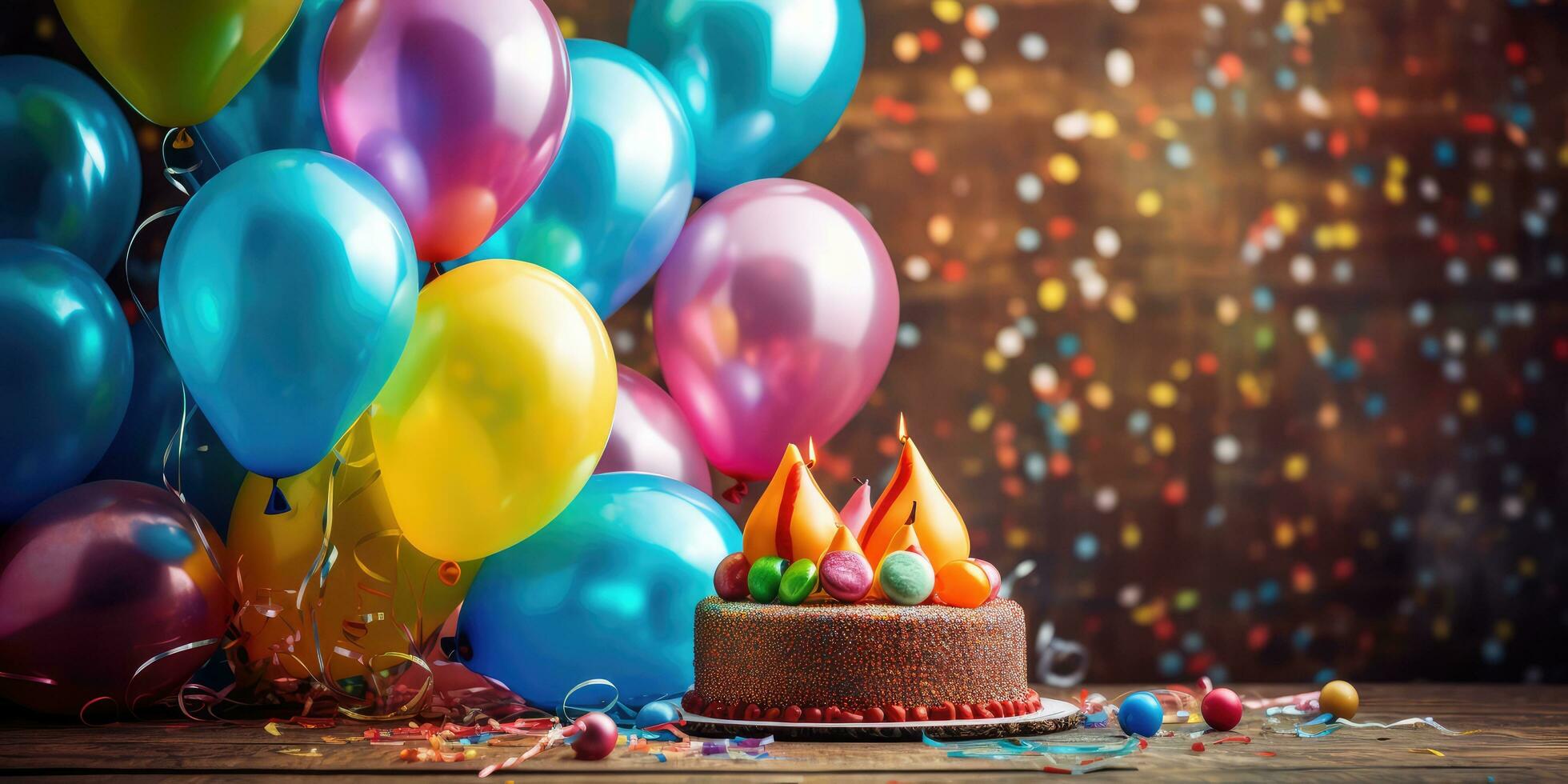 Birthday party balloons, colourful balloons background ,Generative AI photo