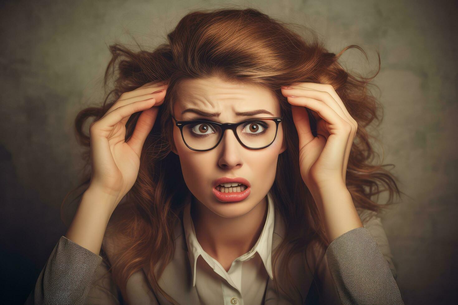A business woman stressed , unhappy sad ,Generative AI. photo