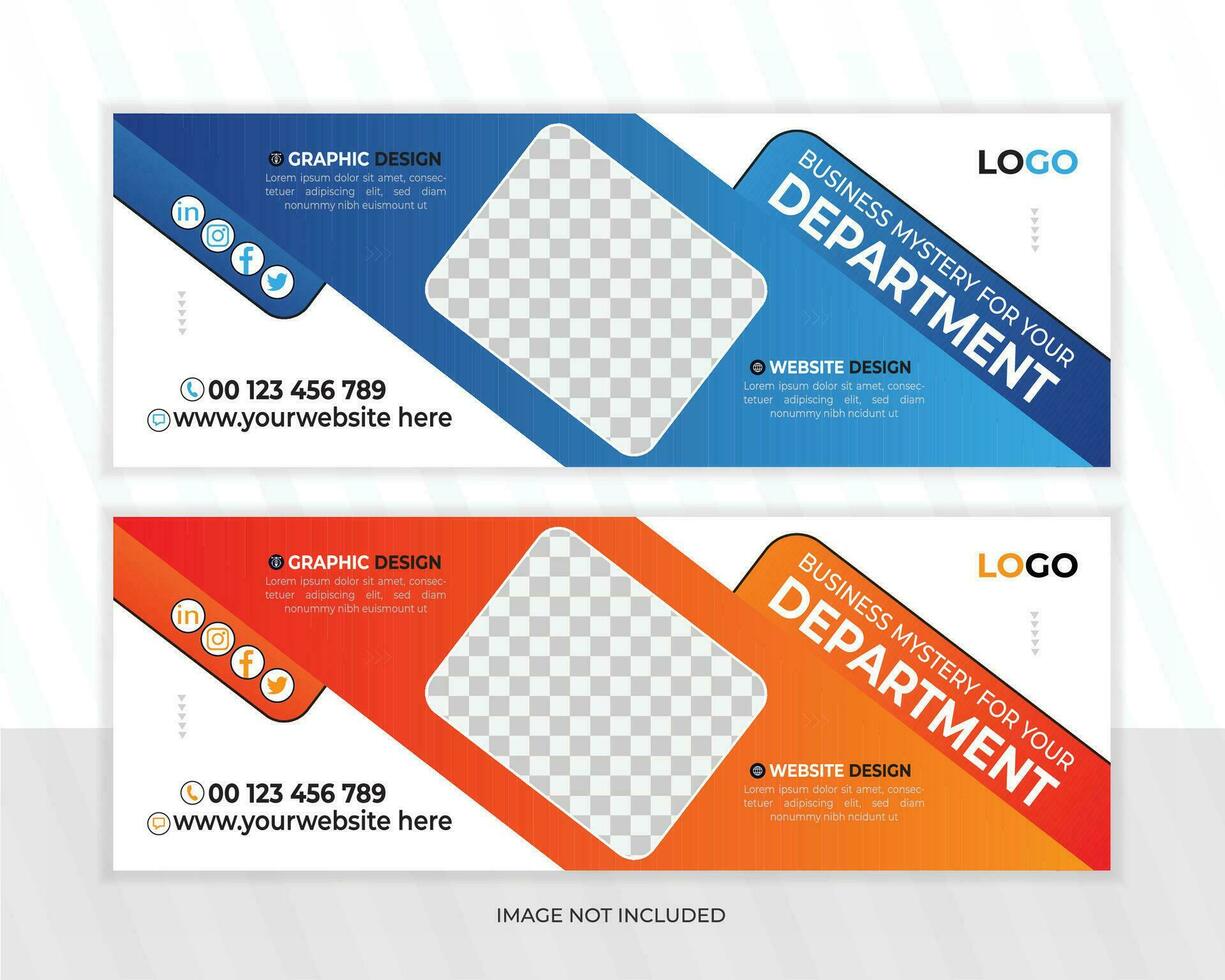 Digital marketing facebook cover design, business web banner template, social media marketing promotion timeline cover post, business ads with photo placeholder  fully editable, modern 2 colors set vector