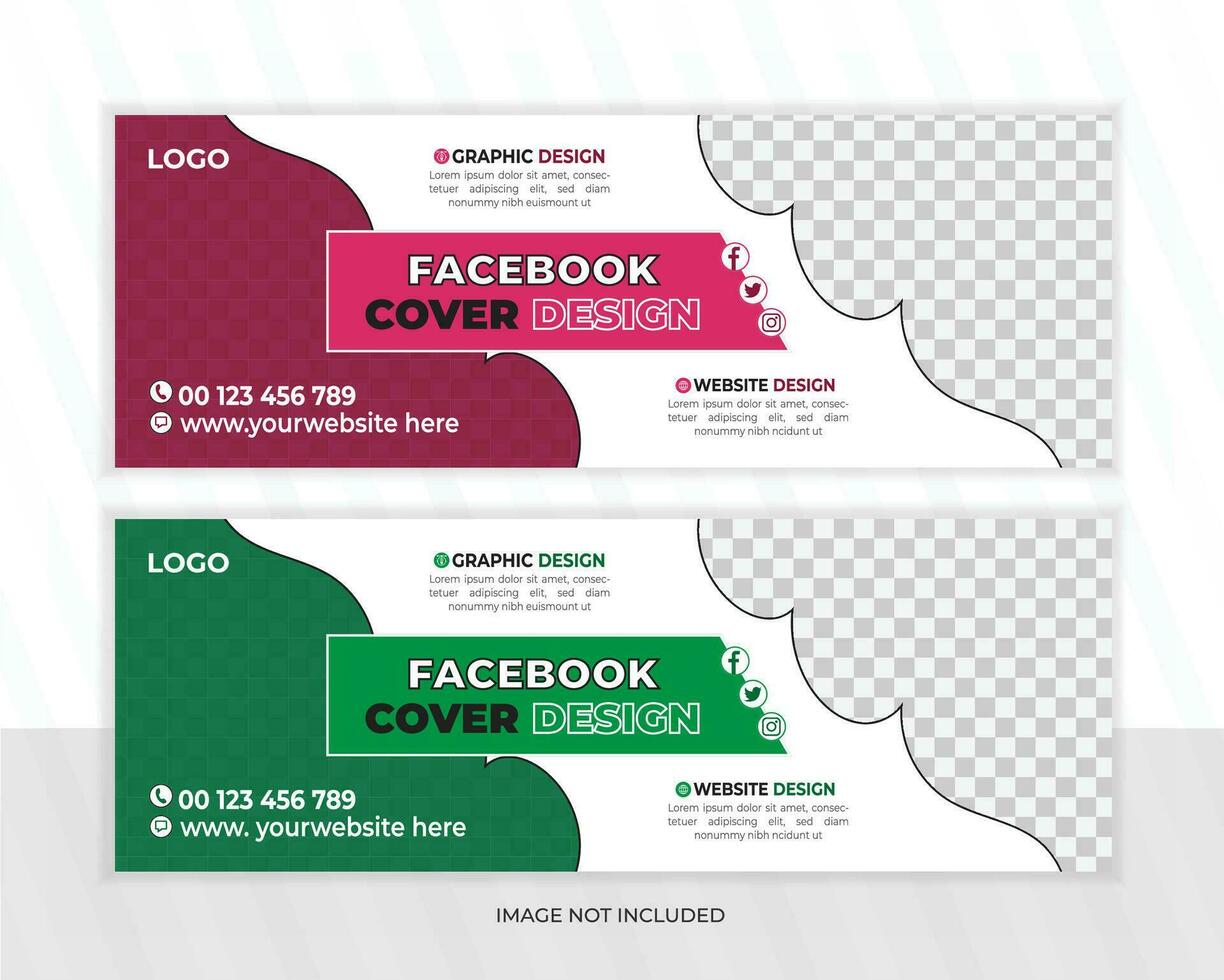 digital márketing Facebook cubrir diseño, negocio web bandera plantilla, social medios de comunicación márketing promoción cronograma cubrir correo, negocio anuncios con foto marcador de posición completamente editable, moderno 2 colores conjunto vector