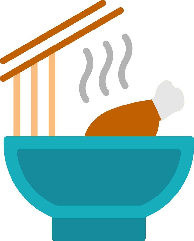 pollo fideos sopa vector icono diseño