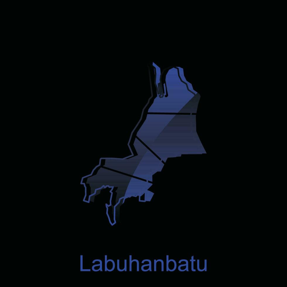 High detailed vector map of Labuhanbatu City modern outline, Logo Vector Design. Abstract, designs concept, logo, logotype element for template.