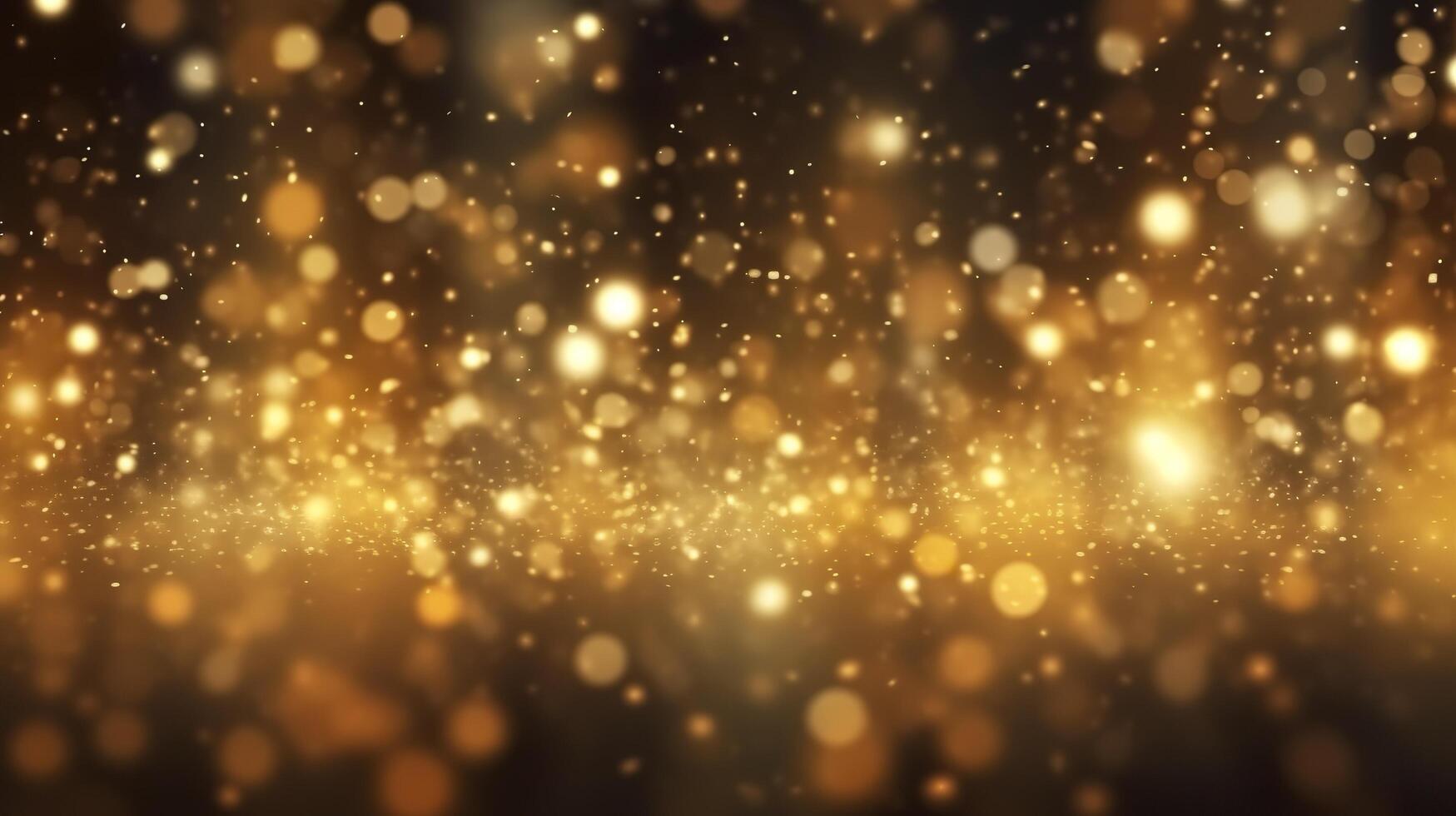 Abstract luxury gold background with gold particles. glitter vintage lights background. Christmas Golden light shine particles bokeh on dark background. Gold foil texture. Holiday.  AI Generative photo