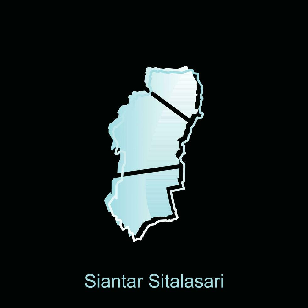 Map City of Siantar Sitalasari illustration design with outline on Black background, design template suitable for your company vector