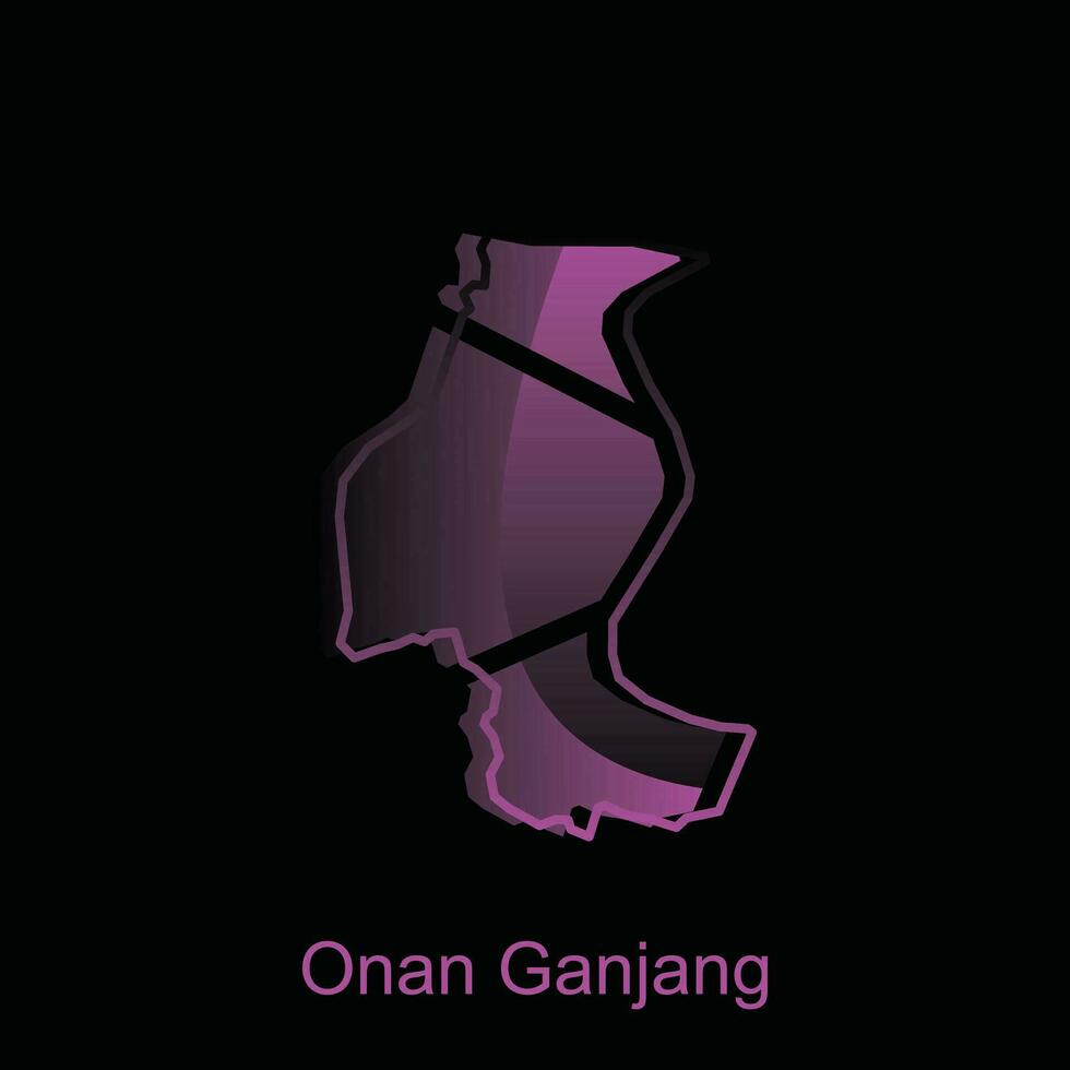 Map City of Onan Ganjang illustration design with outline on Black background, design template suitable for your company vector