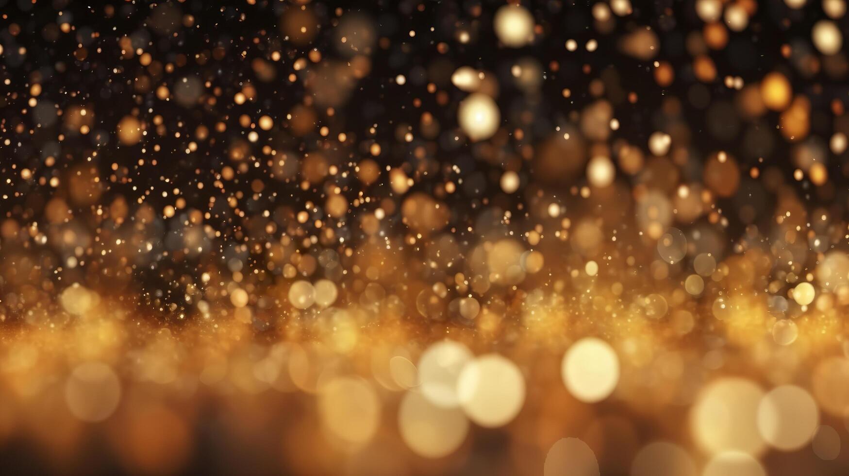 Abstract luxury gold background with gold particles. glitter vintage lights background. Christmas Golden light shine particles bokeh on dark background. Gold foil texture. Holiday.  AI Generative photo