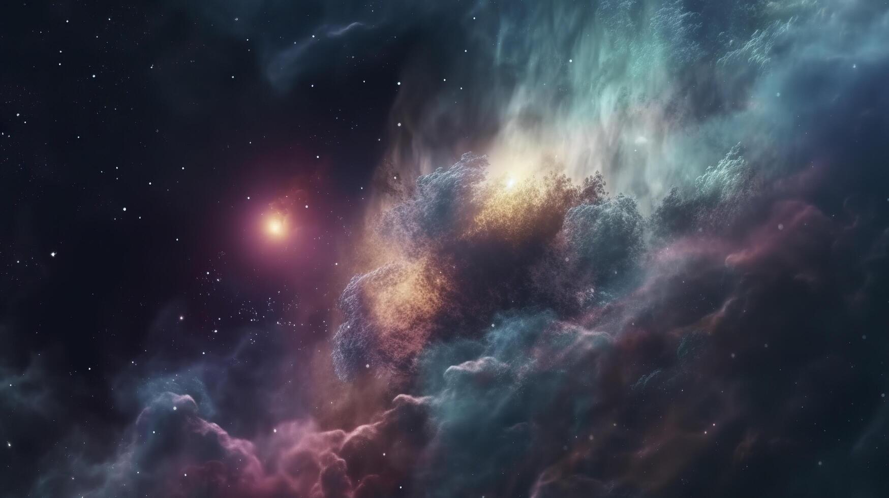 concept of nebula with galaxies in deep space cosmos discovery outer space and stars, AI Generative photo