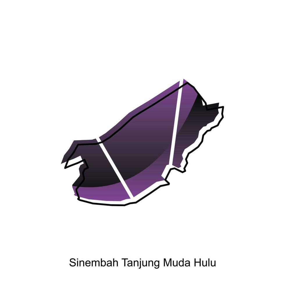 High detailed vector map of Sinembah Tanjung Muda Hulu City modern outline, Logo Vector Design. Abstract, designs concept, logo, logotype element for template.