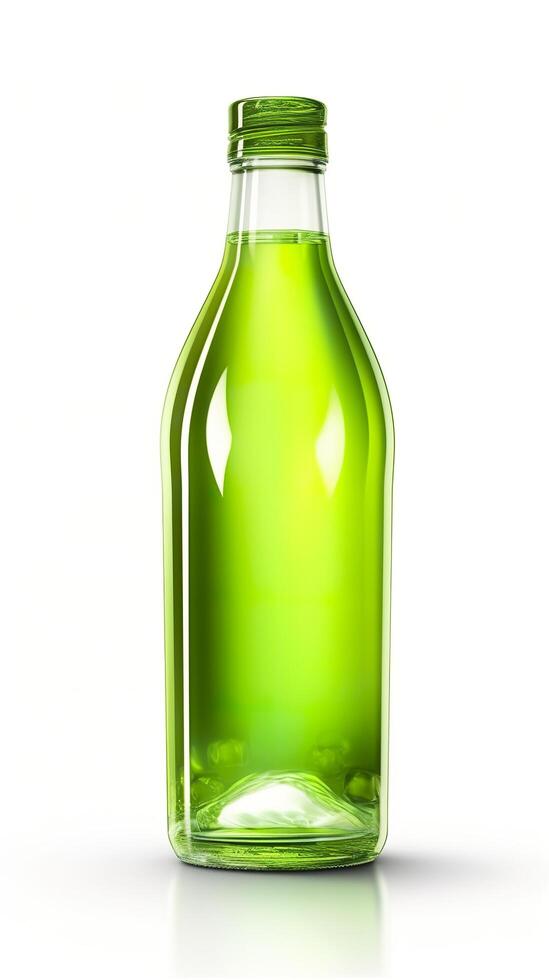 Jelly green, 3D rendering, solid color bottle. AI Generative photo