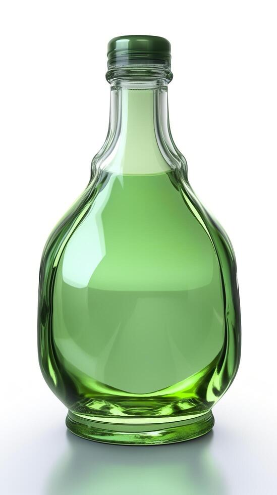 Jelly green, 3D rendering, solid color bottle. AI Generative photo