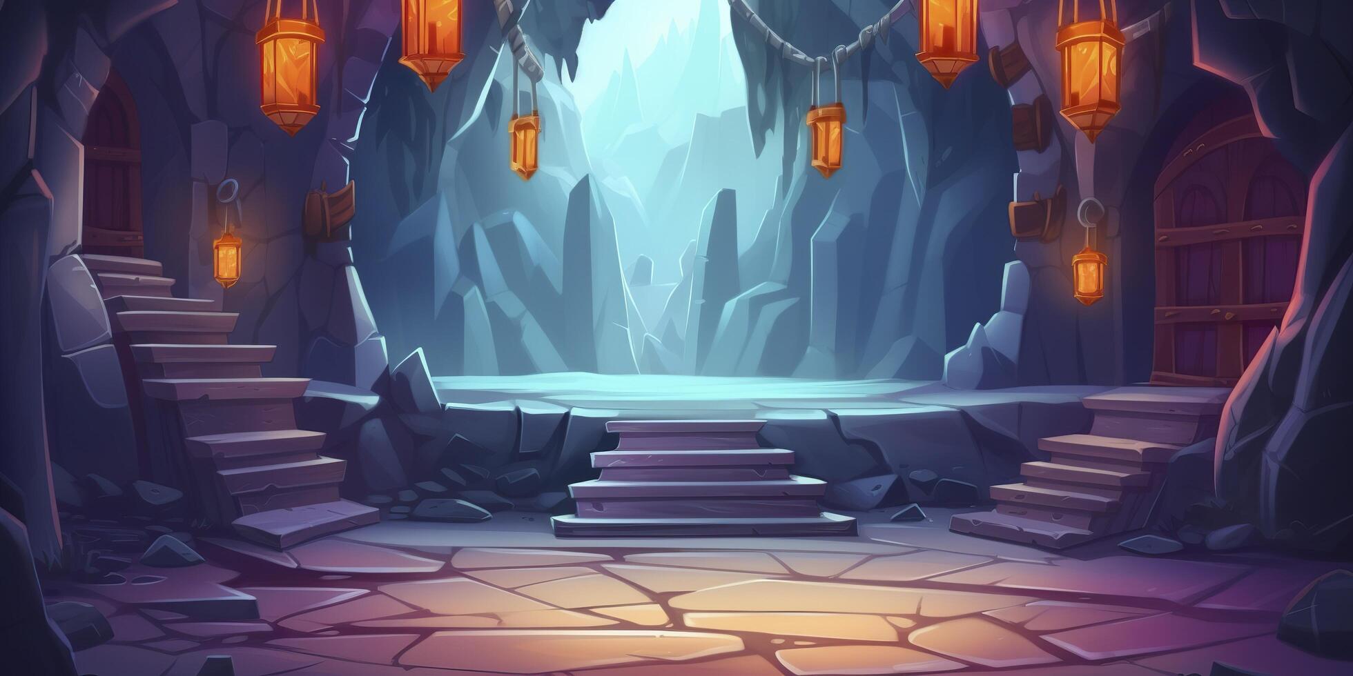 2D Hero Battle PvP Arena Background. Casual Game Art Design. AI Generative photo