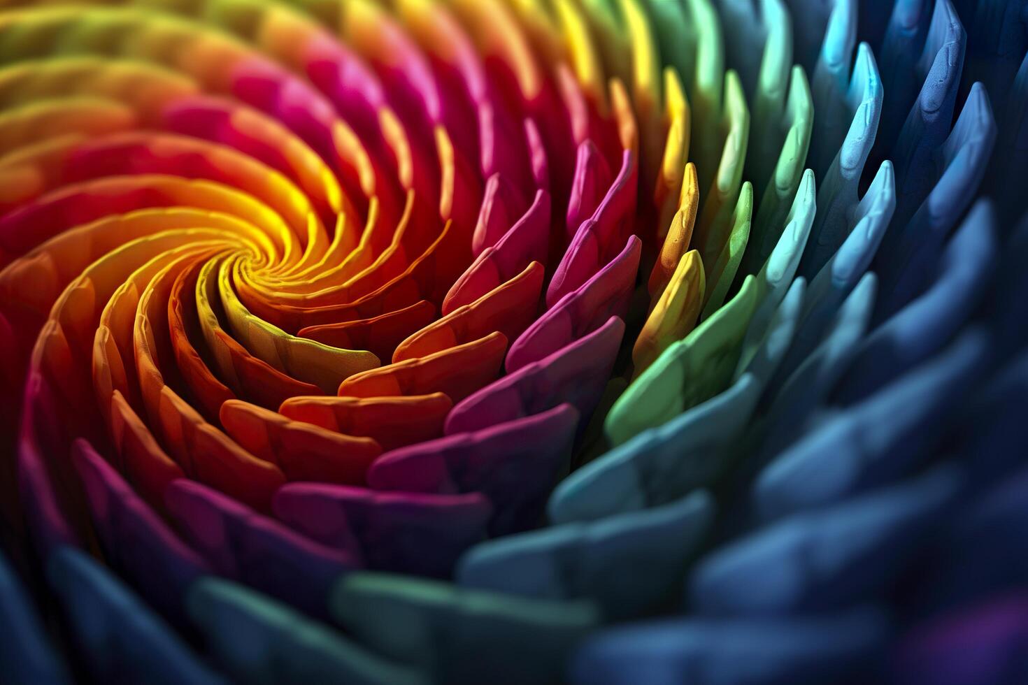 Geometric Spiral Pattern in Vibrant and Energetic Colors. A Professional Color Grading Experiment. AI Generative photo