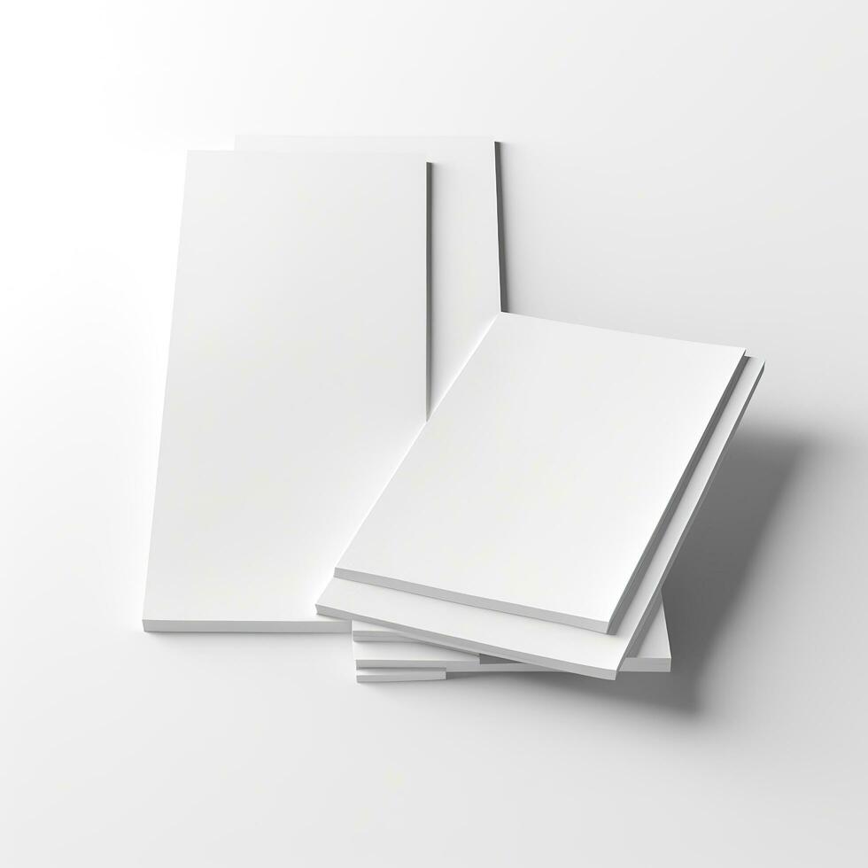 Blank white paper isolated on white background. Generative AI photo