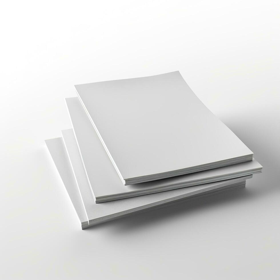 Blank white paper isolated on white background. Generative AI photo