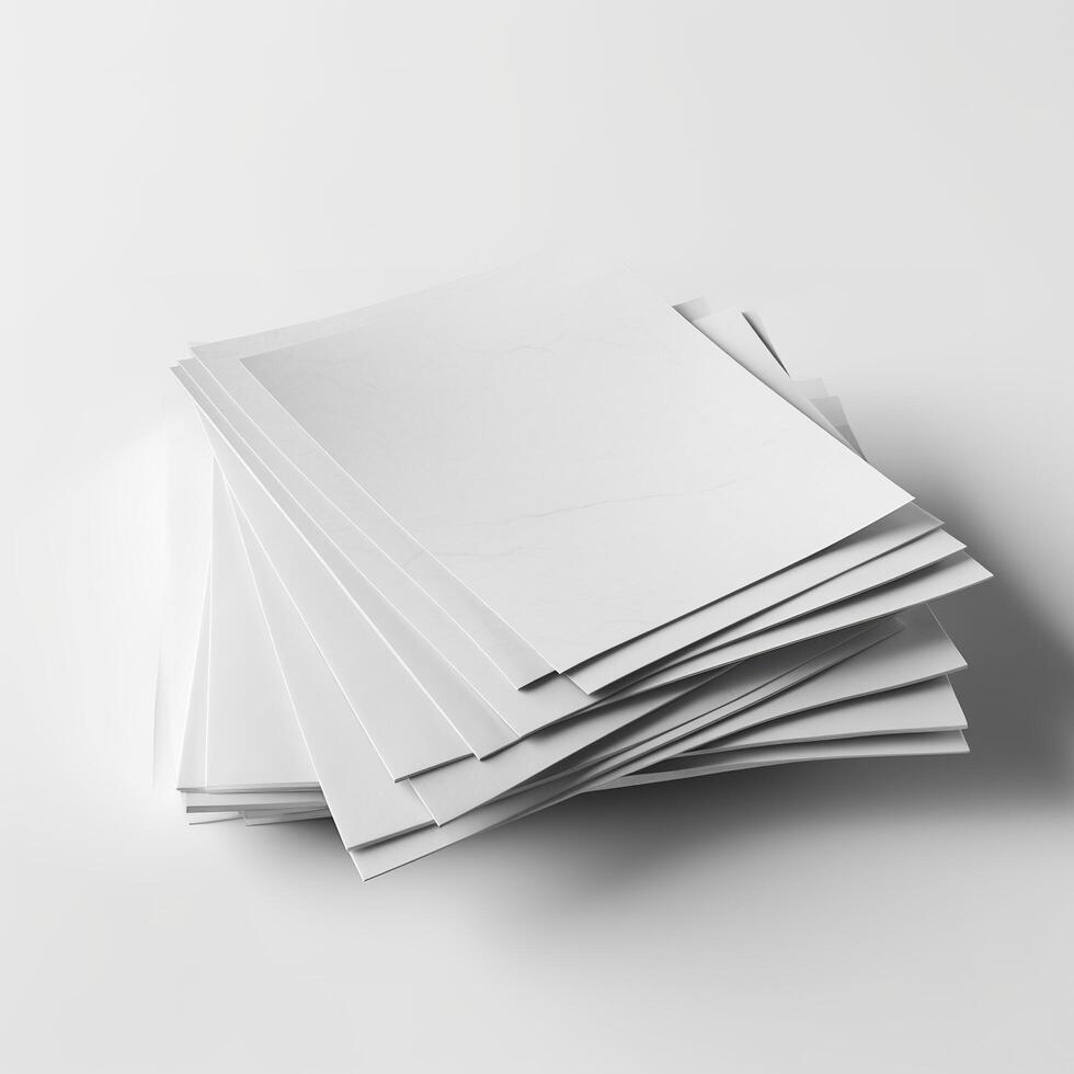 Blank white paper isolated on white background. Generative AI photo