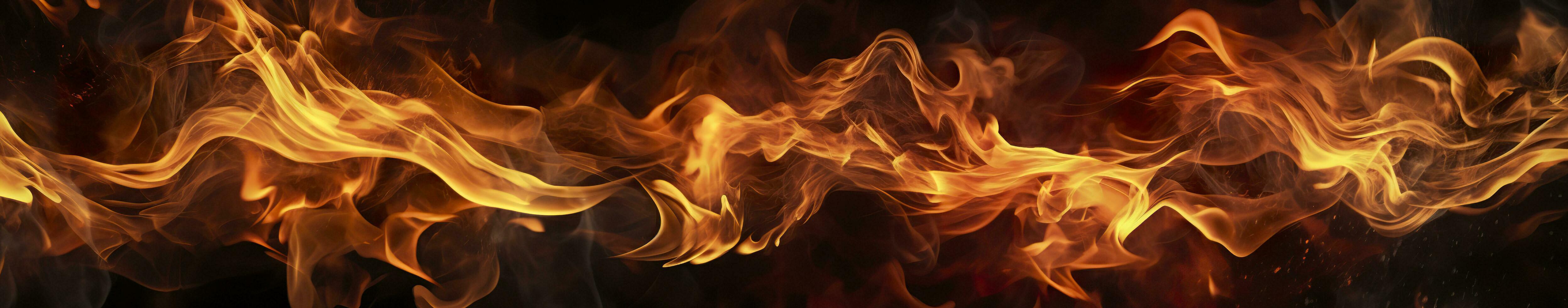 Fire flames on black background. AI Generative photo