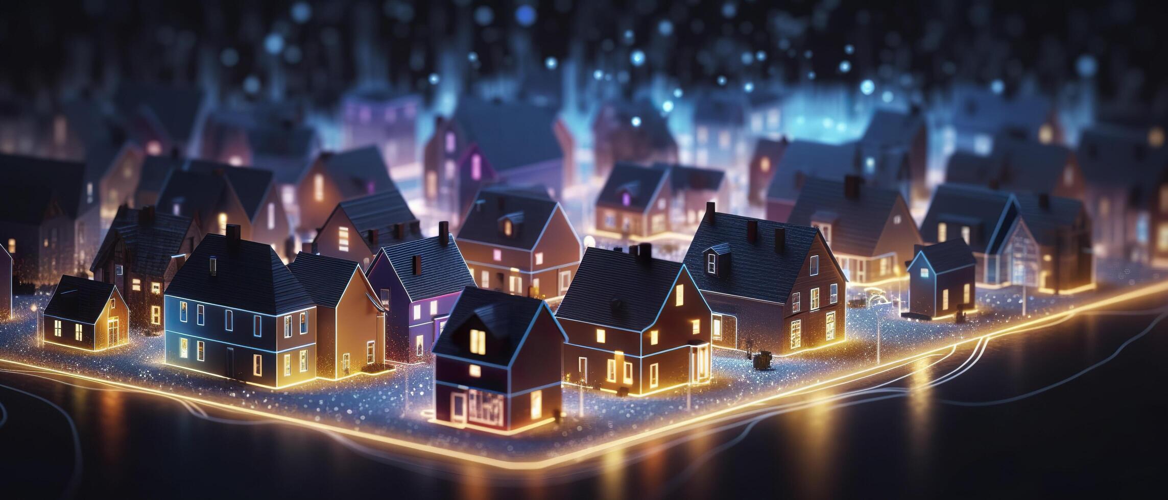 Digital community, smart homes and digital community. Generate Ai photo