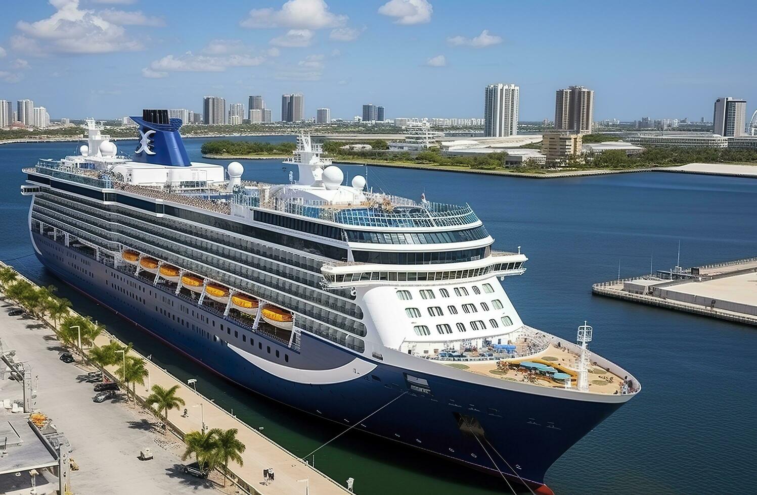 Cruise ship Celebrity Infinity docked in Port Everglades, Ft Lauderdale, Florida. Generative AI photo
