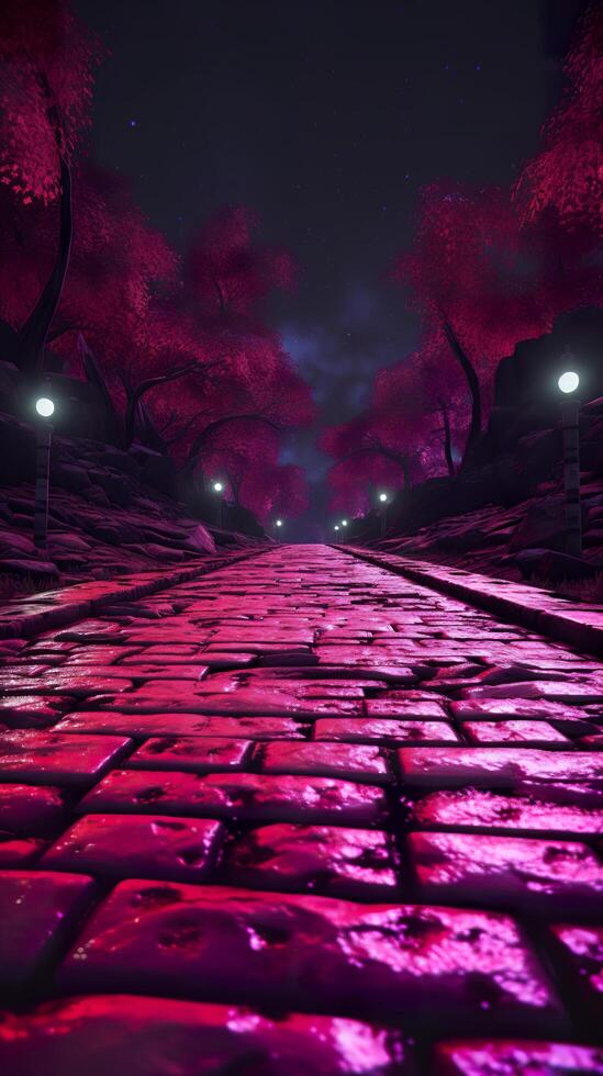 At night in Stone Road. Generative AI photo