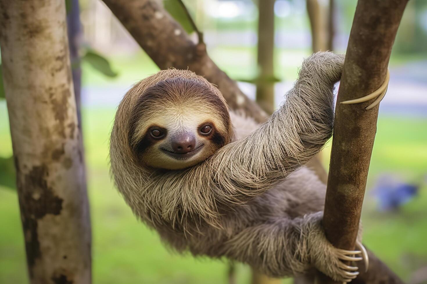 Baby Sloth in Tree in Costa Rica. Generative AI photo