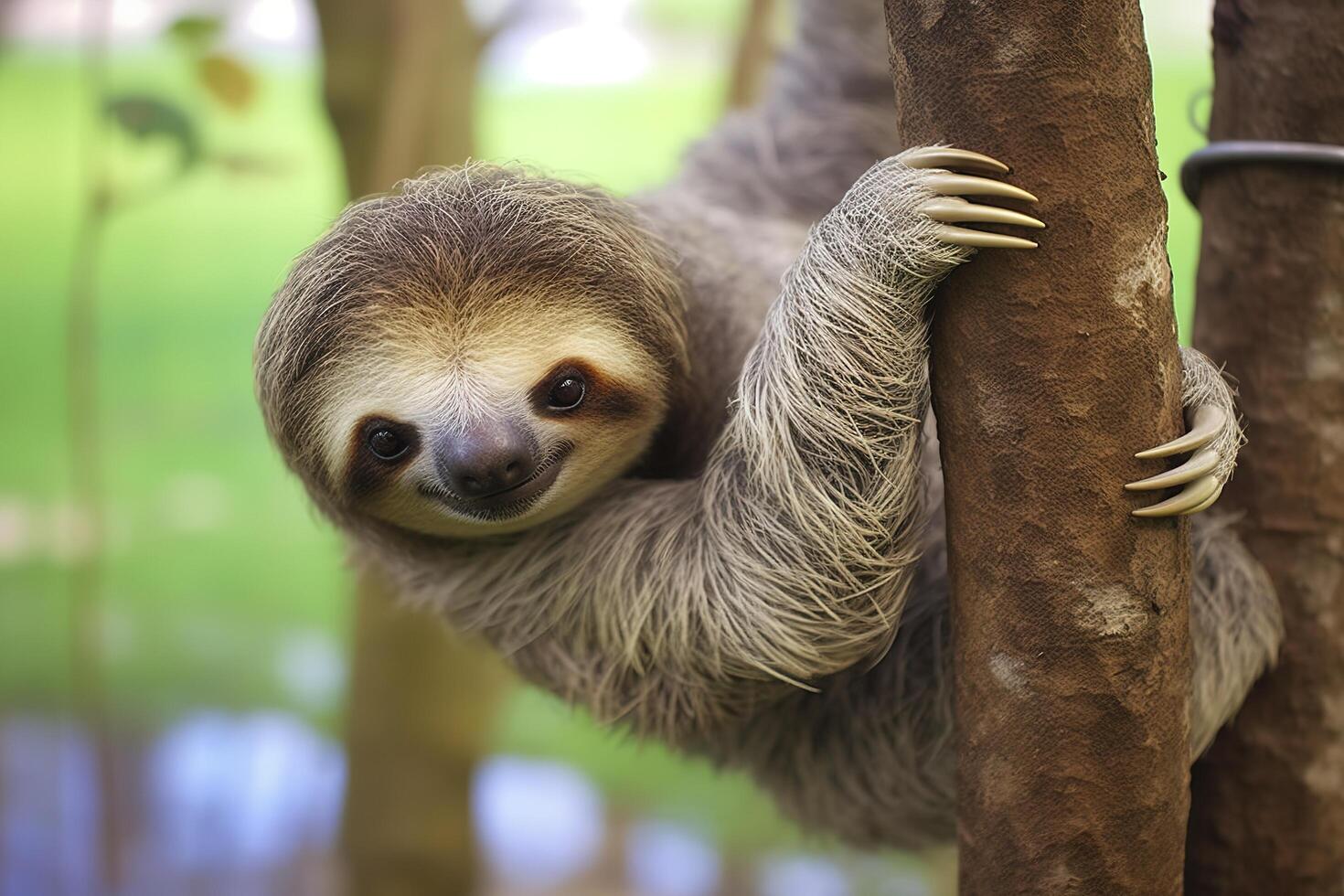 Baby Sloth in Tree in Costa Rica. Generative AI photo