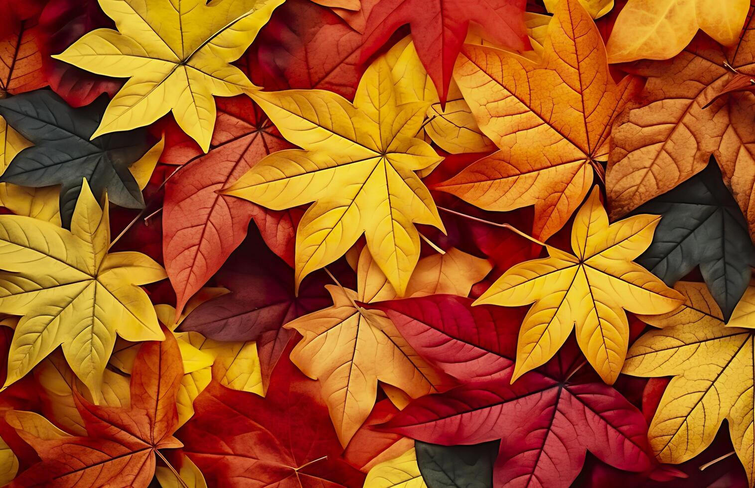 Background of autumn leaves. Autumn background. Generative AI photo
