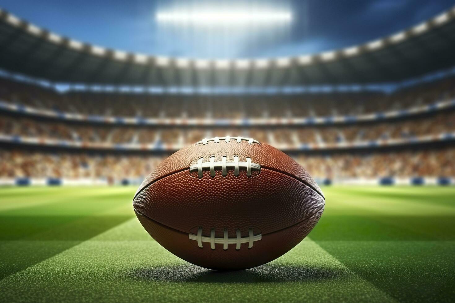 Ball on the American football arena. 3d illustration. Generative AI photo