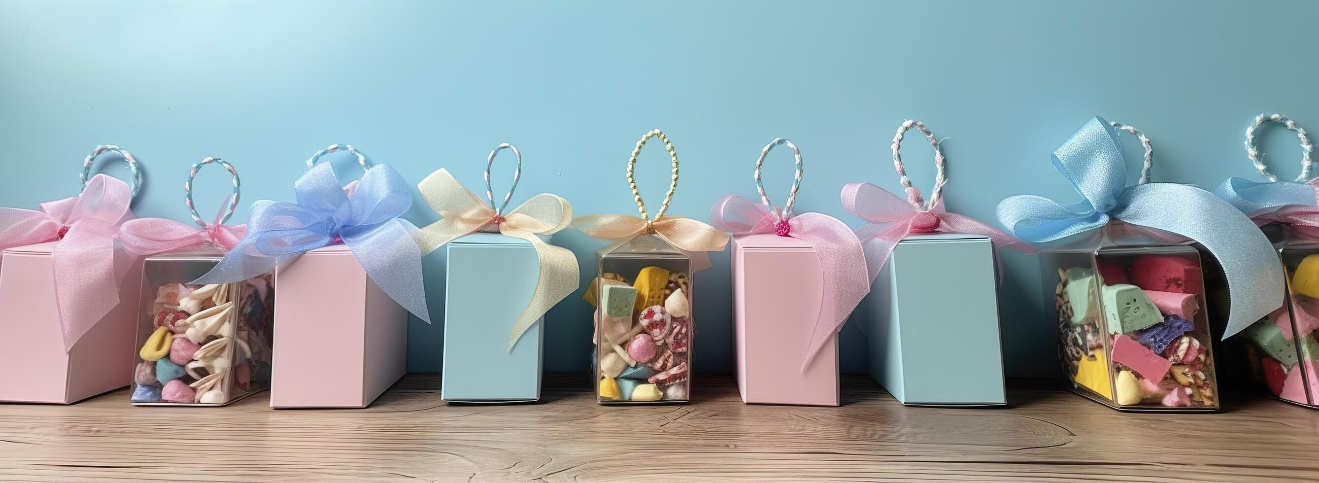 Birthday gift boxes and steamers. Generative AI photo