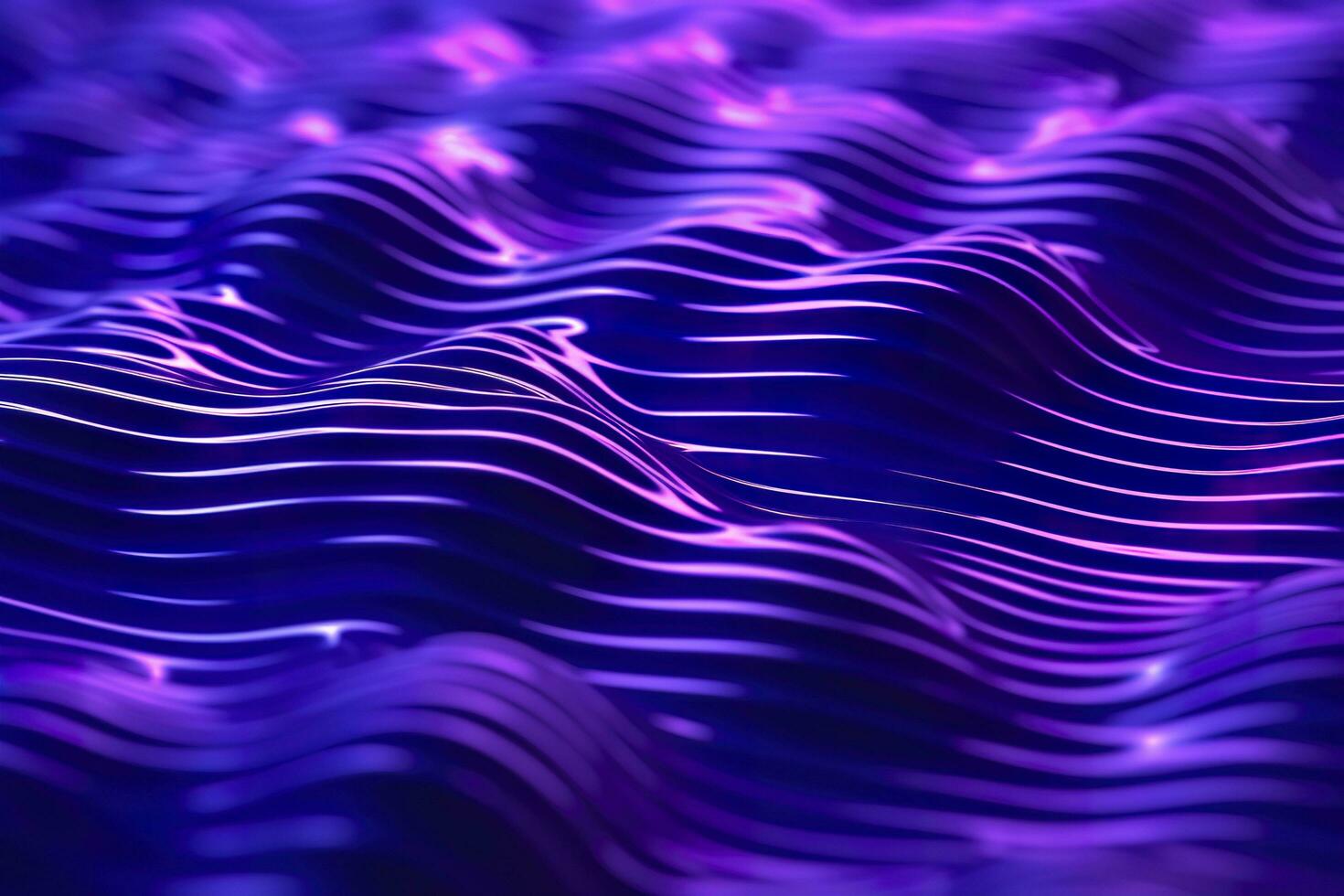 3D renders technological waves with purple, and vibrant colors. AI Generative photo