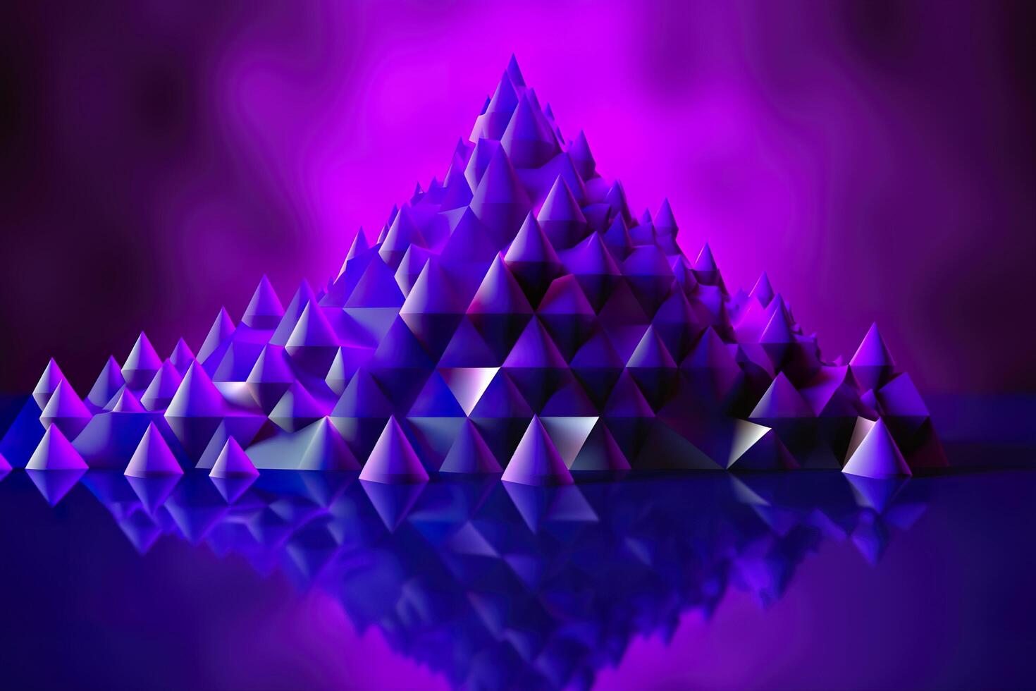 Purple Gradient Abstract Illustration. 3D triangle Background. Computer Art Design Template. AI Generative photo