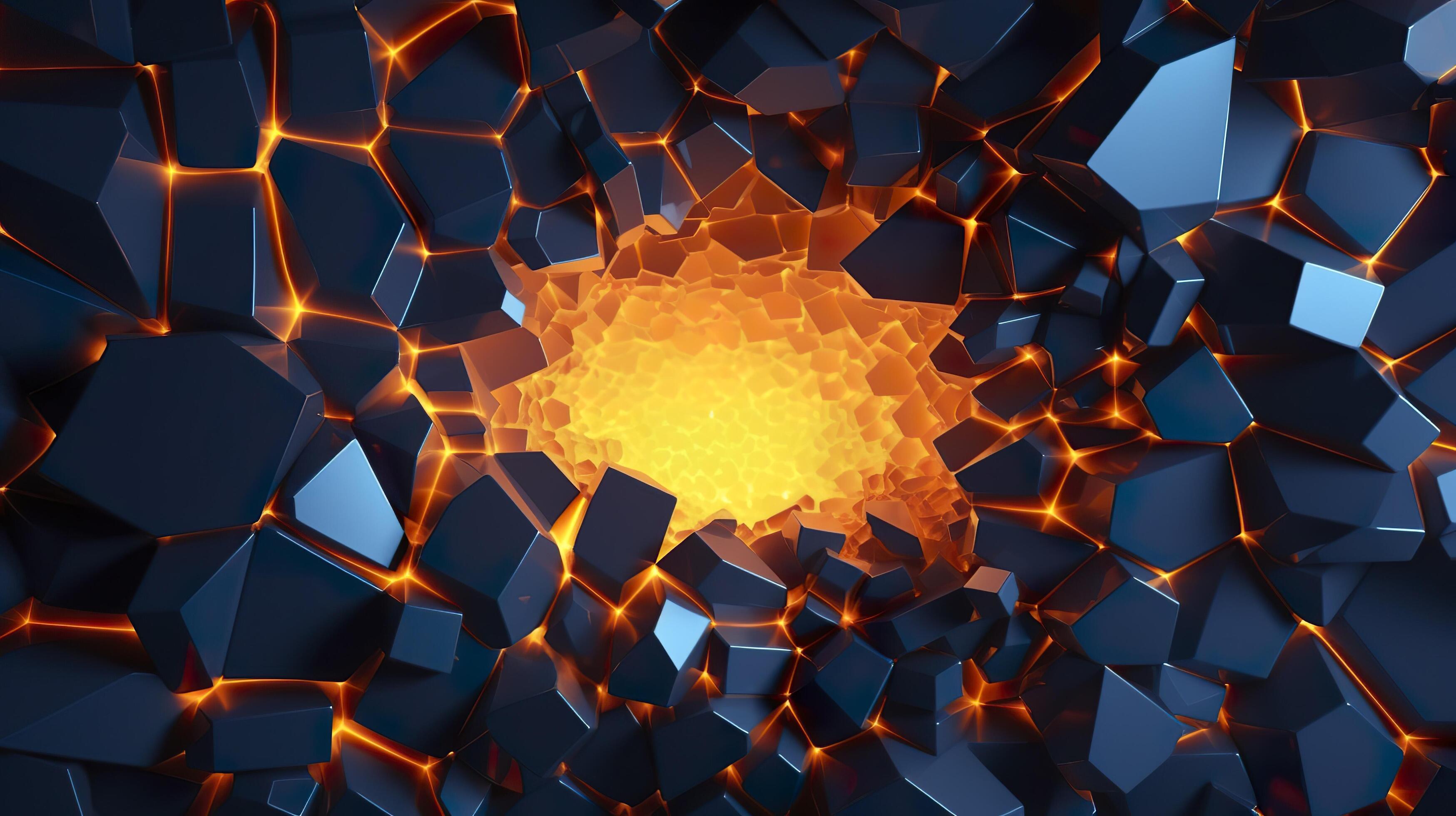 Abstract geometric background. Explosion power design with the crushing