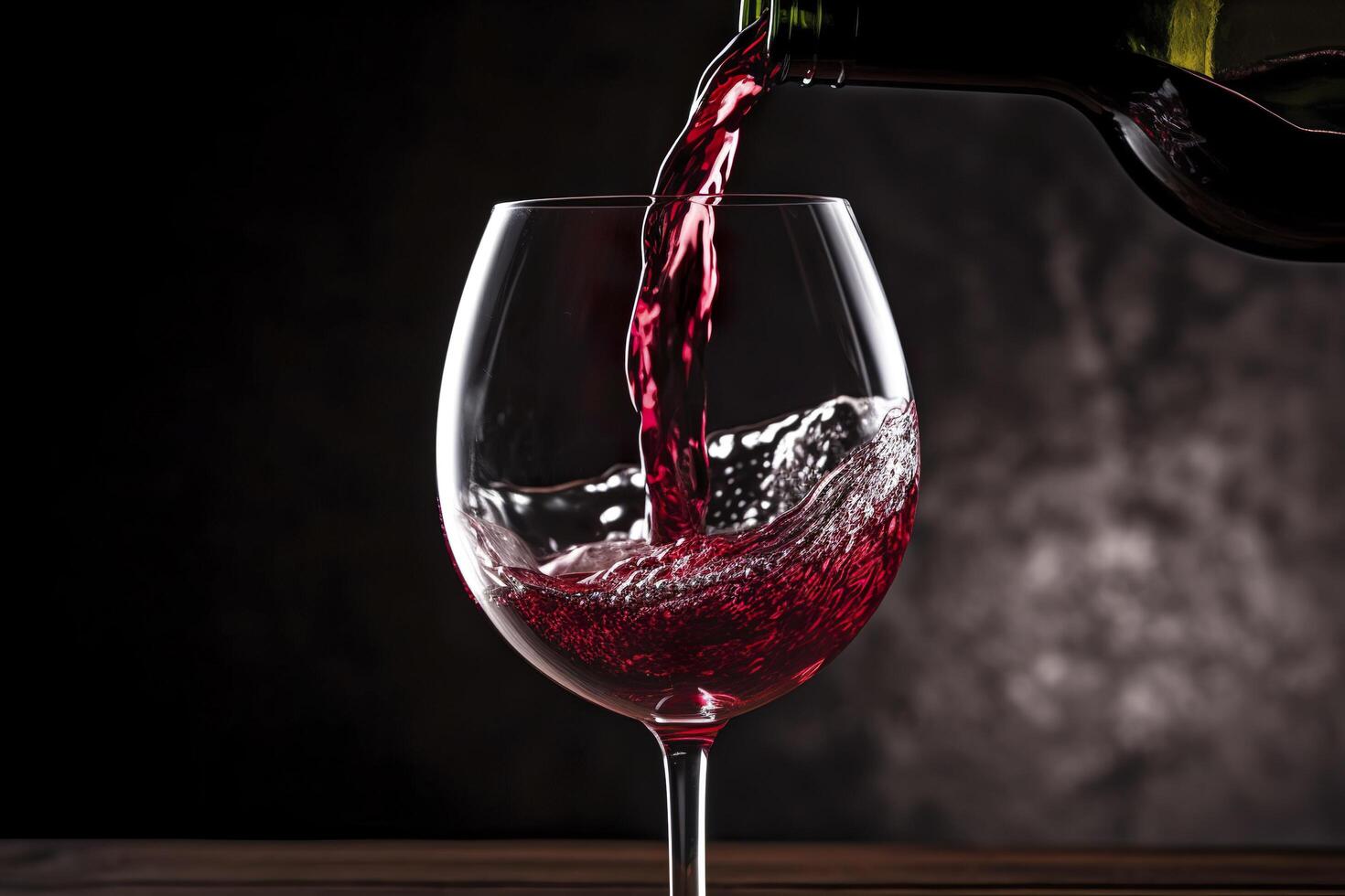 Pouring red wine into a wine glass. AI Generative photo