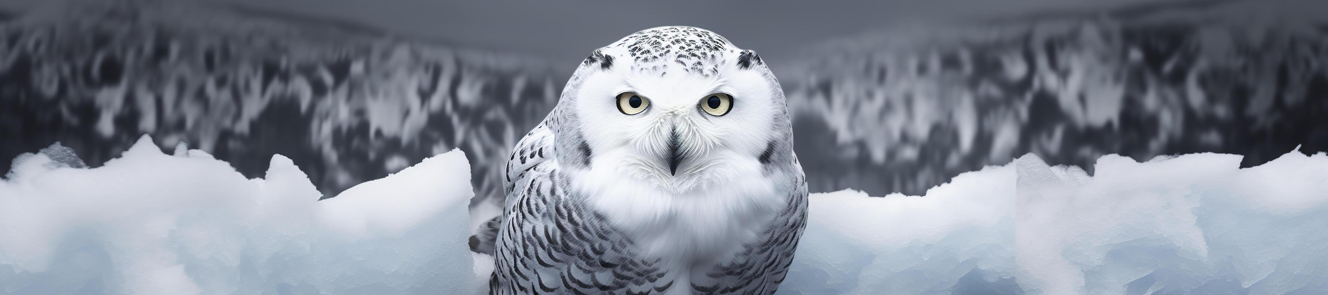 owl on a winter snow background. Generative AI photo