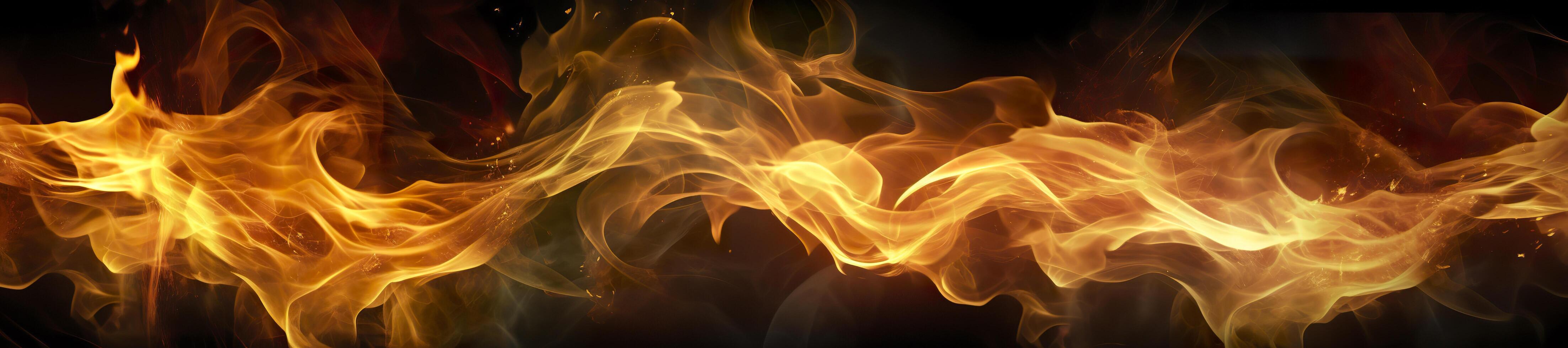 Fire flames on black background. AI Generative photo