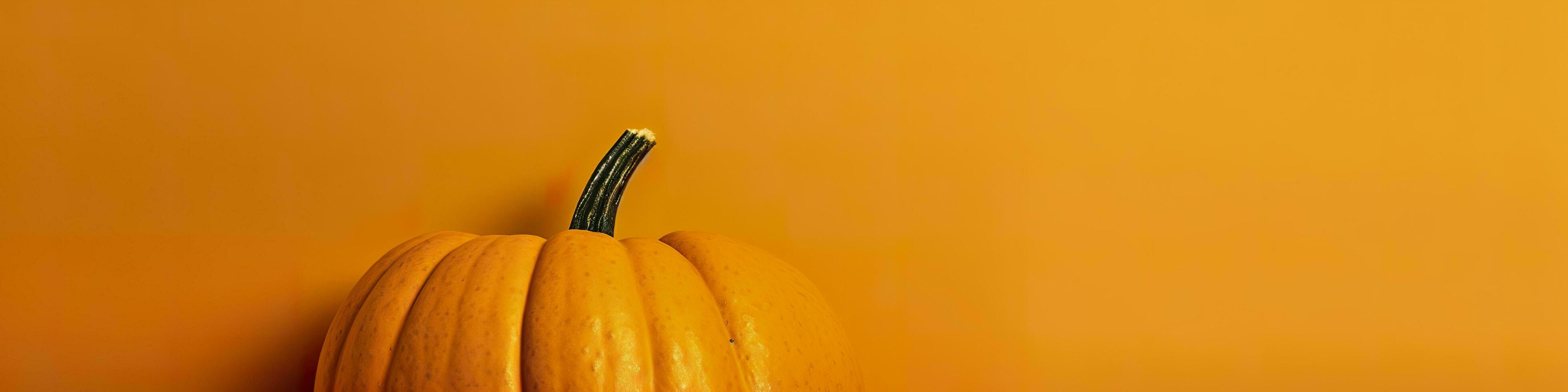 A pumpkin against a yellow background. Generative AI photo