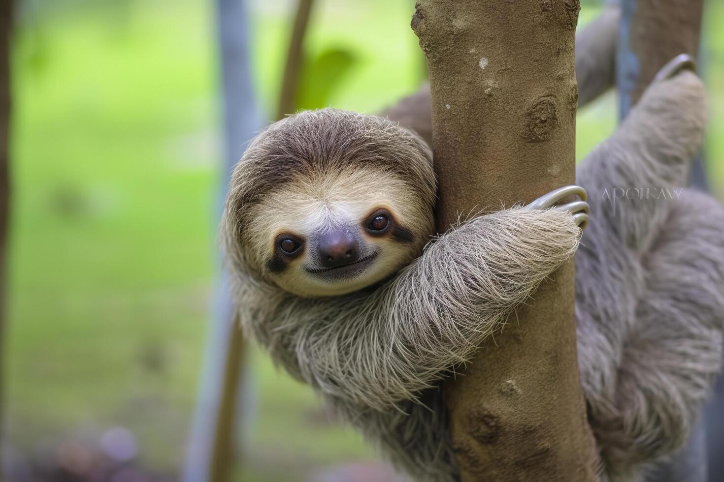 bebé perezoso en árbol en costa rico generativo ai foto