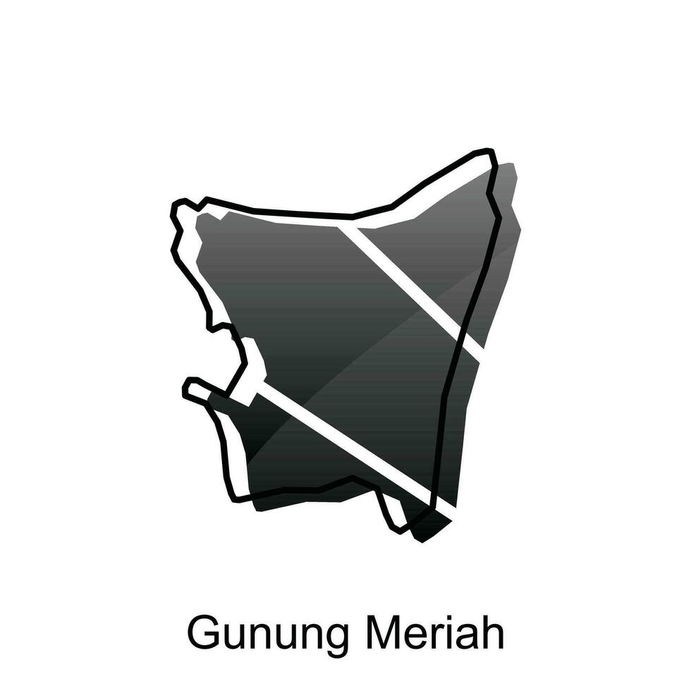 Gunung Merah City map of North Sumatra Province national borders, important cities, World map country vector illustration design template