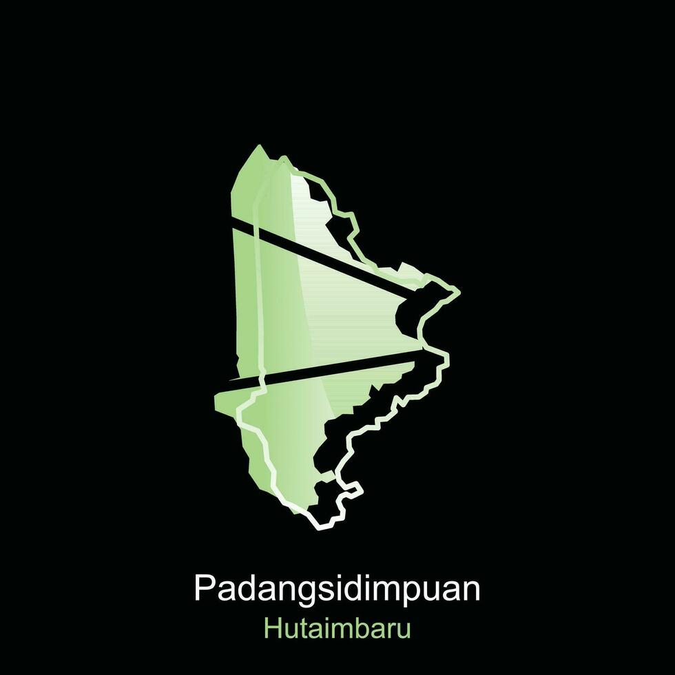 mapa ciudad de padangsidimpuan hutaimbaru ilustración diseño con contorno en negro fondo, diseño modelo adecuado para tu empresa vector