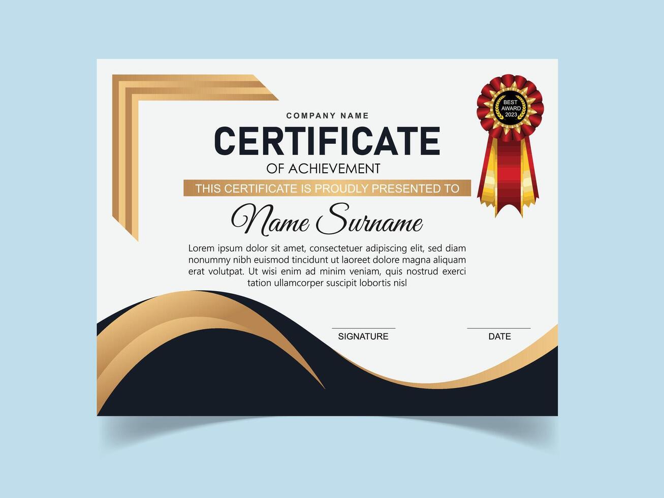 Vector modern certificate of achievement and appreciation template design