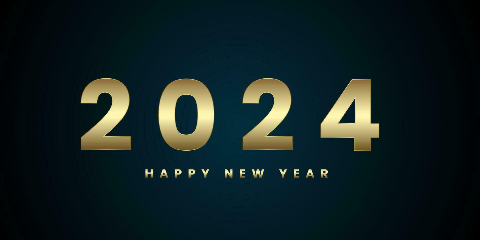 New Year Occasion celebration concept. With unique and luxurious number-2024. Premium vector design for Happy New Year 2024 Golden banner