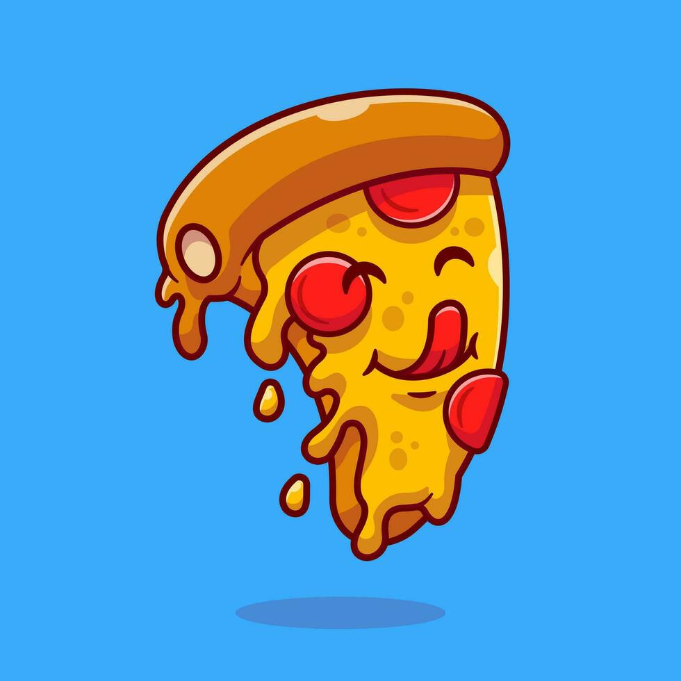 Cute Slice Of Pizza Cartoon Vector Icon Illustration. Food  Object Icon Concept Isolated Premium Vector. Flat Cartoon  Style