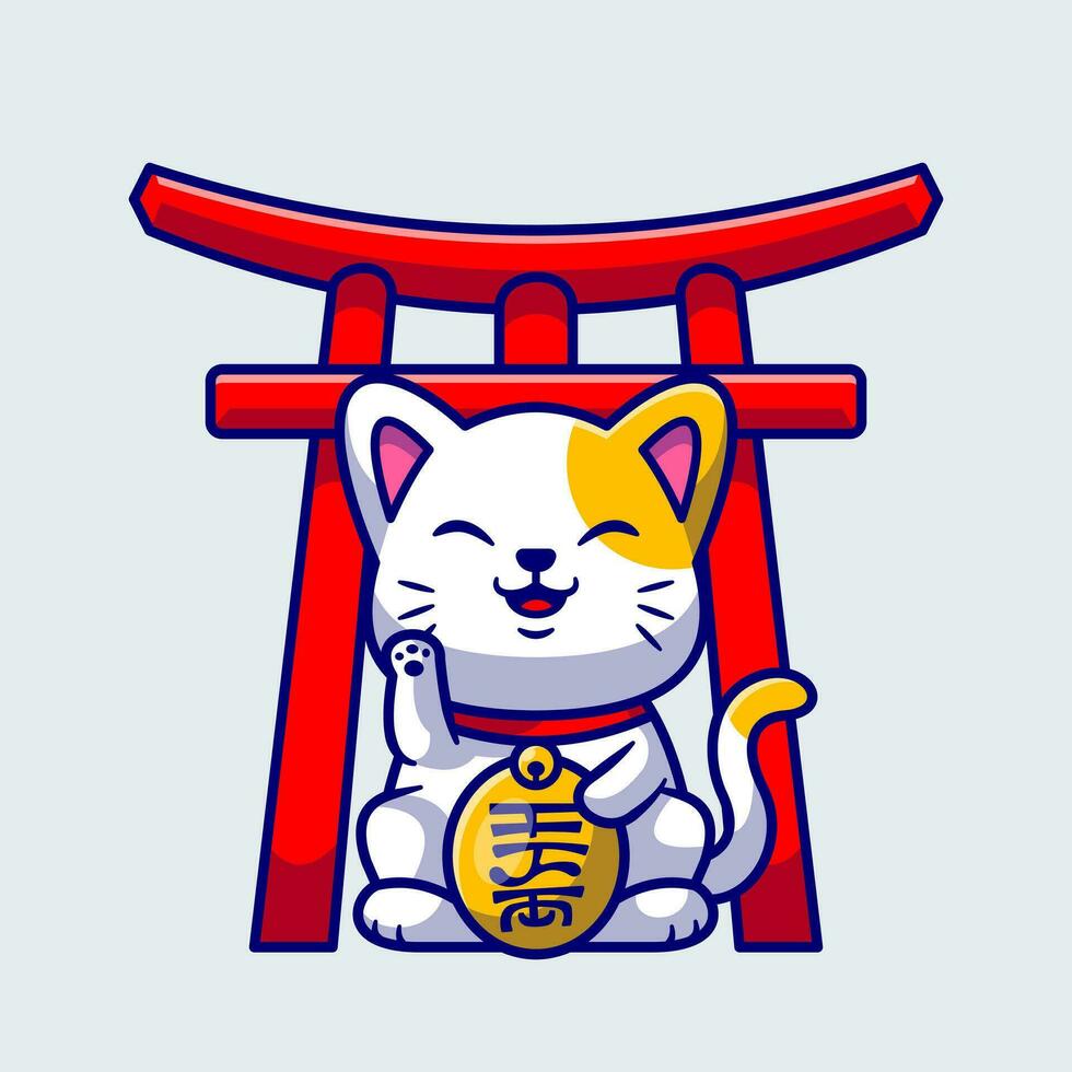 Cute Lucky Cat Cartoon Vector Icon Illustration. Animal  Business Icon Concept Isolated Premium Vector. Flat Cartoon  Style