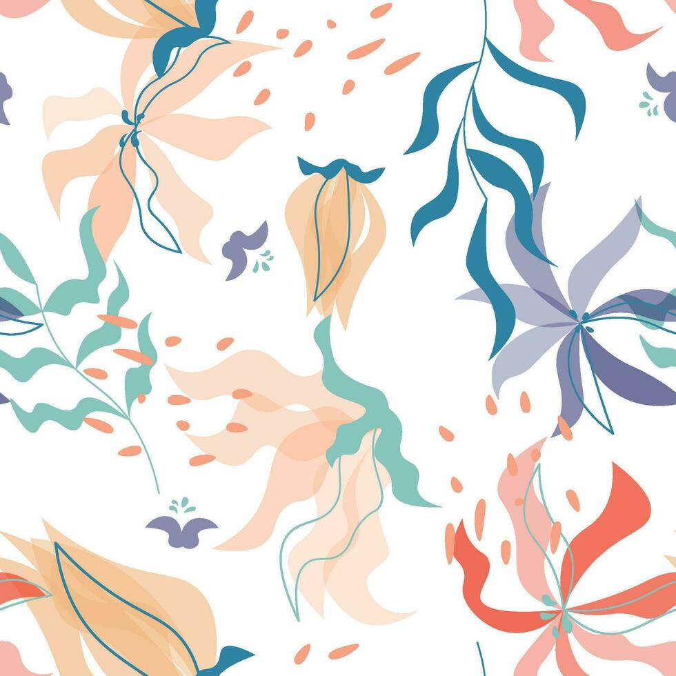 Abstract flat hand draw floral pattern background. Vector. vector