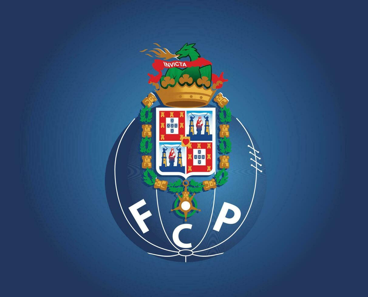 FC Porto Club Symbol Logo Portugal League Football Abstract Design Vector Illustration With Blue Background