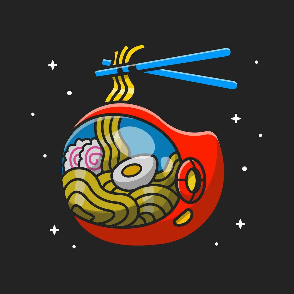 Noodle In Helmet Astsronaut Cartoon Vector Icon  Illustration. Food Technology Icon Concept Isolated Premium  Vector. Flat Cartoon Style