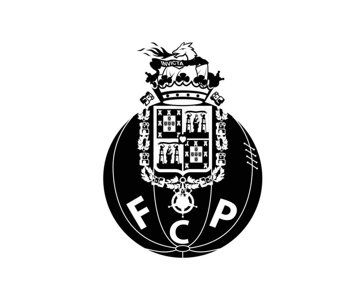 FC Porto Club Logo Symbol Black Portugal League Football Abstract Design Vector Illustration